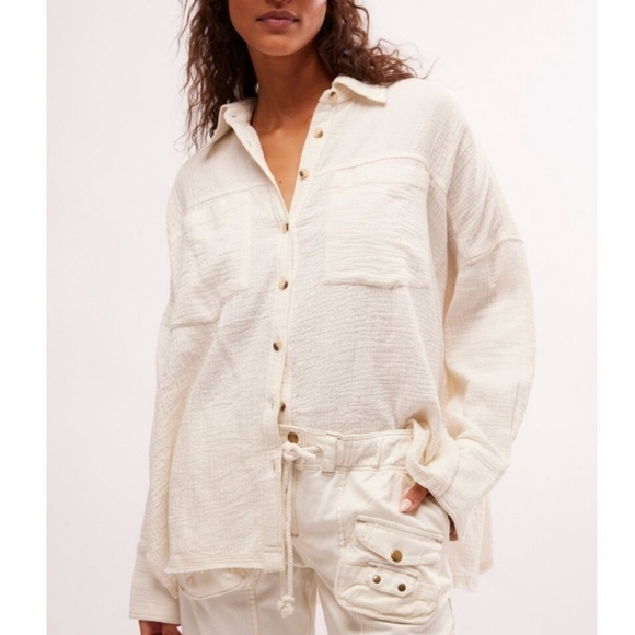 FREE PEOPLE We The Free Cardiff Top in Optic White•Size Medium•NWT - Picture 5 of 12